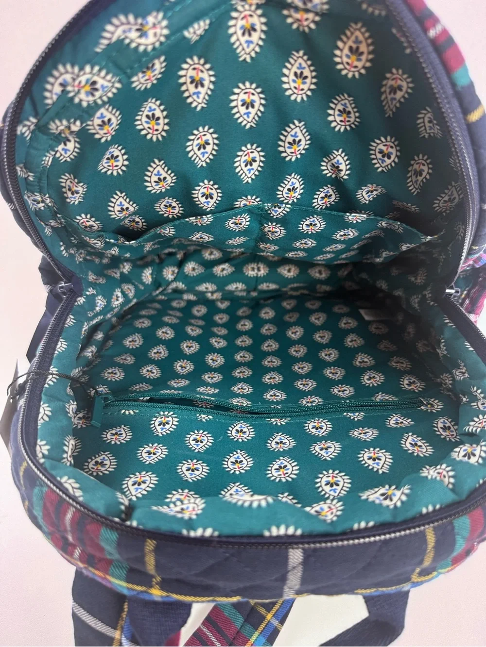 NWT Vera Bradley Navy Tartan Plaid Quilted Small Backpack